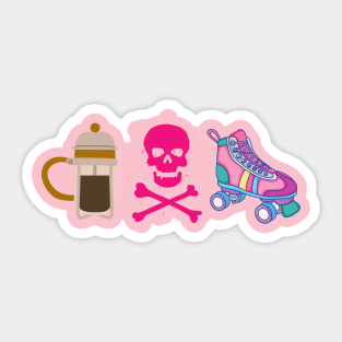 My Three Best Friends: Coffee, Tattoos & Skates Sticker